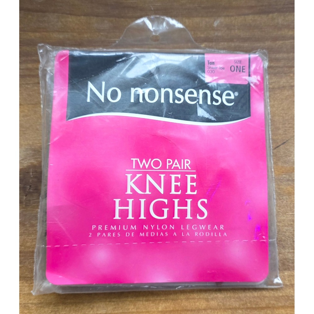 No nonsense 2 Pair Knee Highs Tan Sheer Toe Premium Nylon Legwear One Size 030